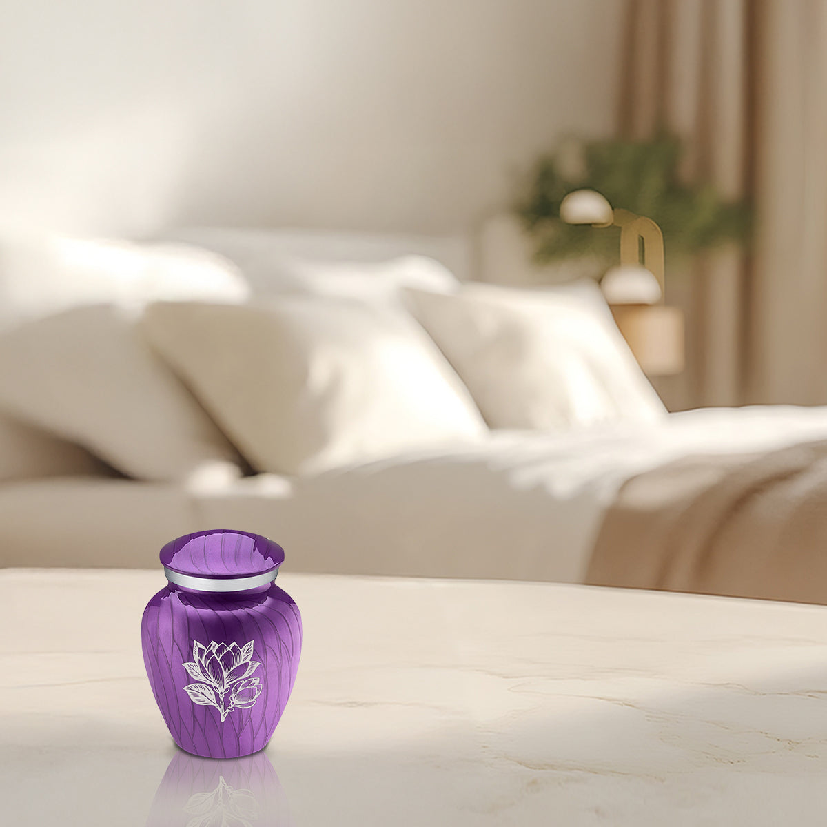 Keepsake Embrace Pearl Purple Magnolia Flower Cremation Urn