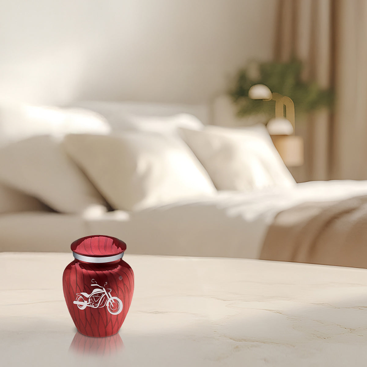 Keepsake Embrace Pearl Candy Red Motorcycle Cremation Urn