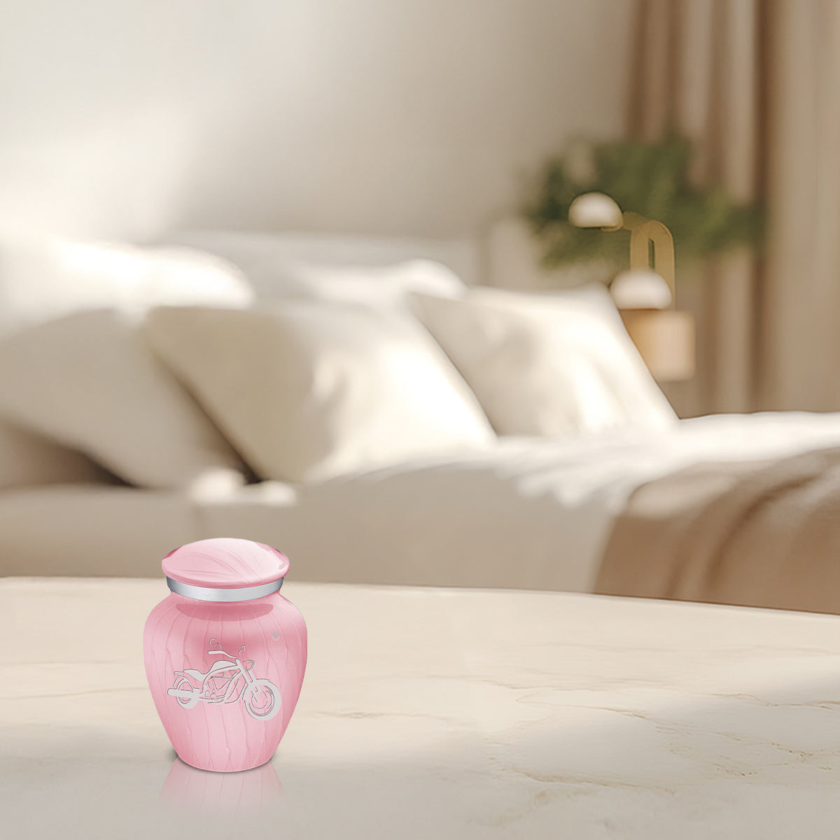 Keepsake Embrace Pearl Light Pink Motorcycle Cremation Urn