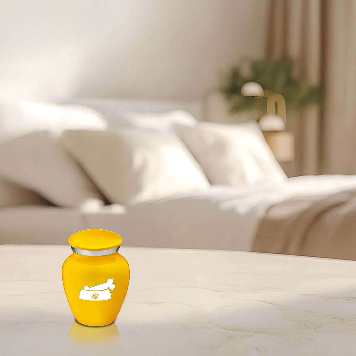 Keepsake  Embrace Yellow Pet Dog Bone Cremation Urn
