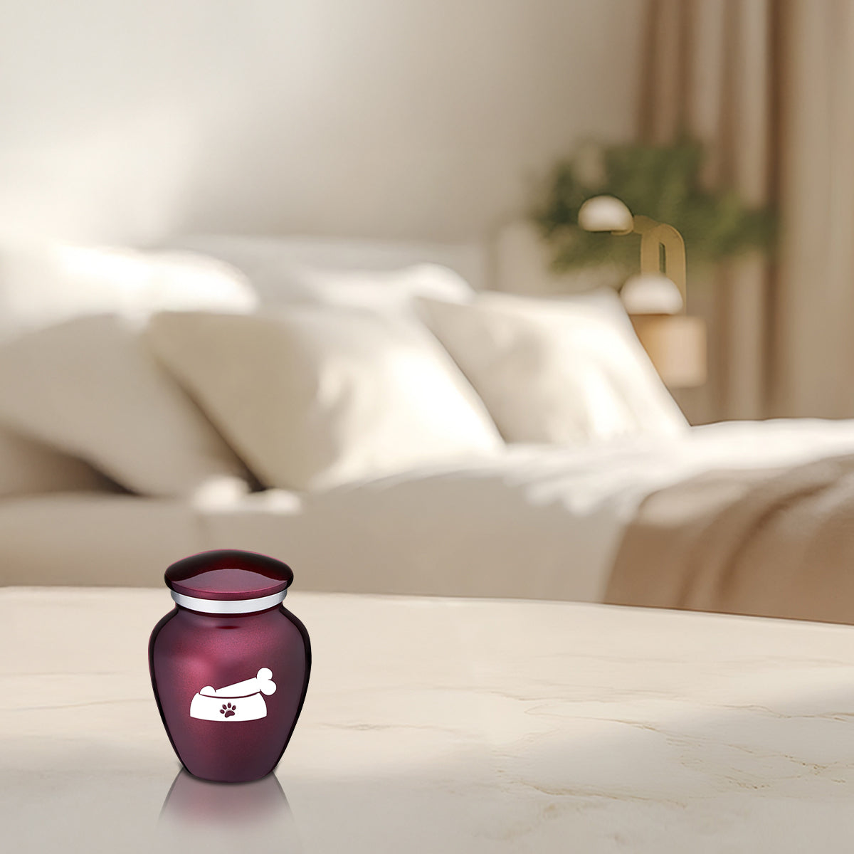 Keepsake  Embrace Cherry Purple Pet Dog Bone Cremation Urn