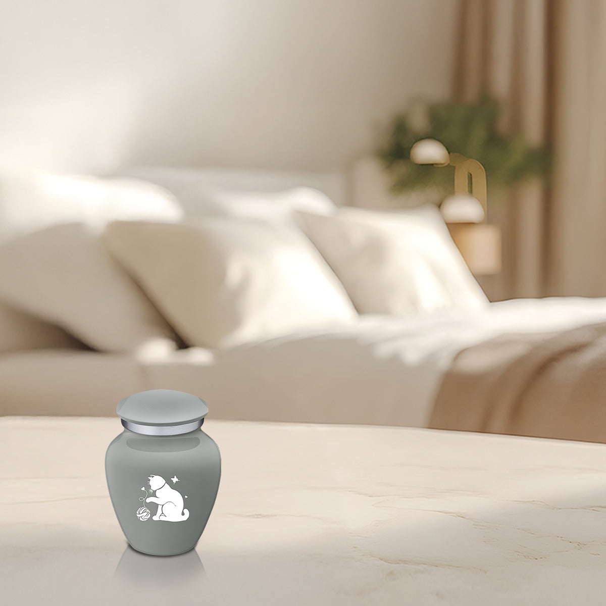 Keepsake Embrace Slate Grey Pet Fun Cat Cremation Urn