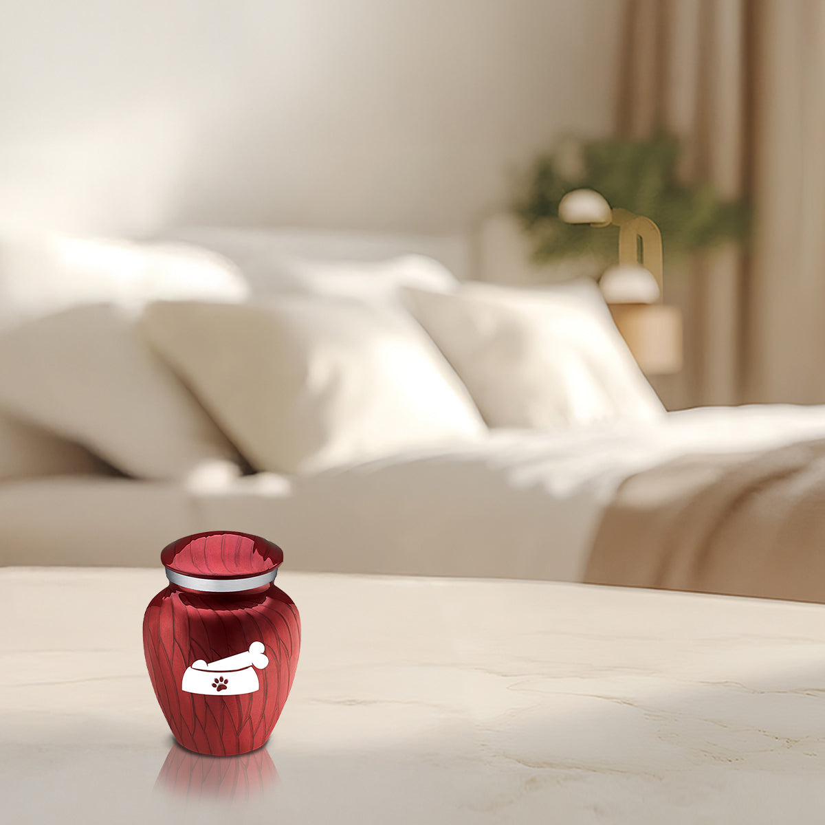 Keepsake  Embrace Pearl Candy Red Pet Dog Bone Cremation Urn