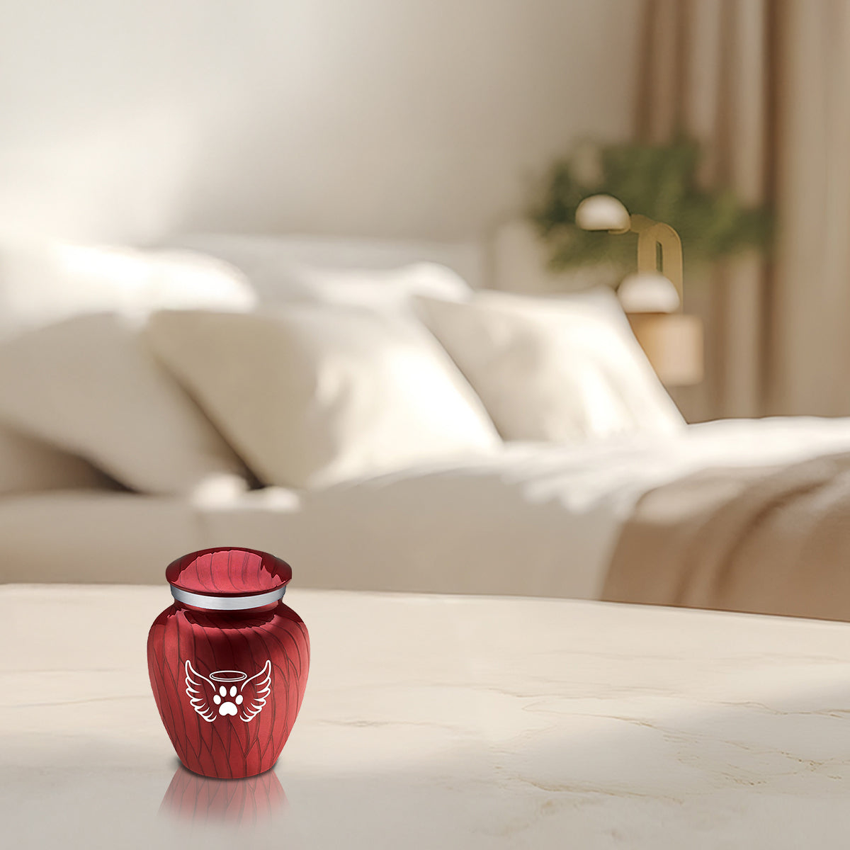 Keepsake Embrace Pearl Candy Red Pet Angel Wings Cremation Urn