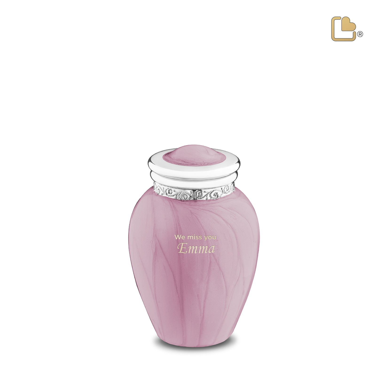 Blessing Keepsake Urn Pearl Pink & Polished Silver