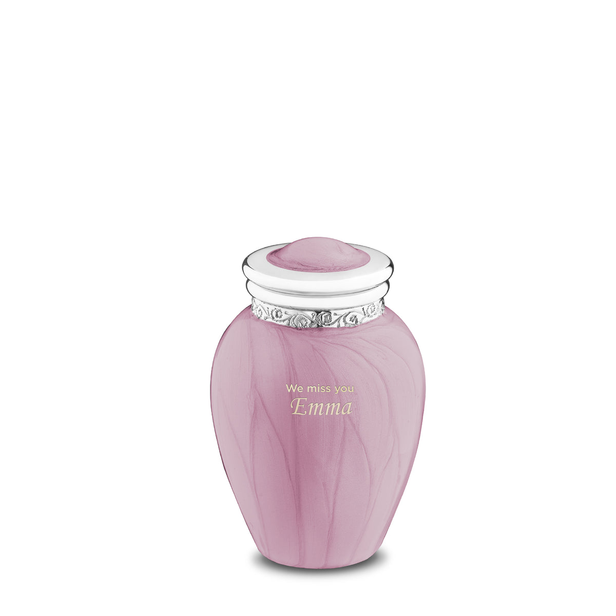 Blessing Keepsake Urn Pearl Pink & Polished Silver