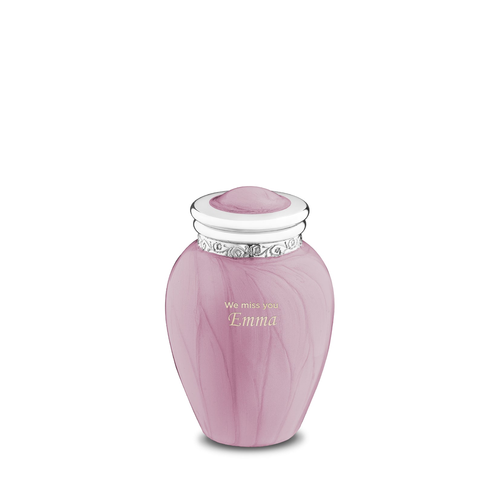 Blessing Keepsake Urn Pearl Pink & Polished Silver