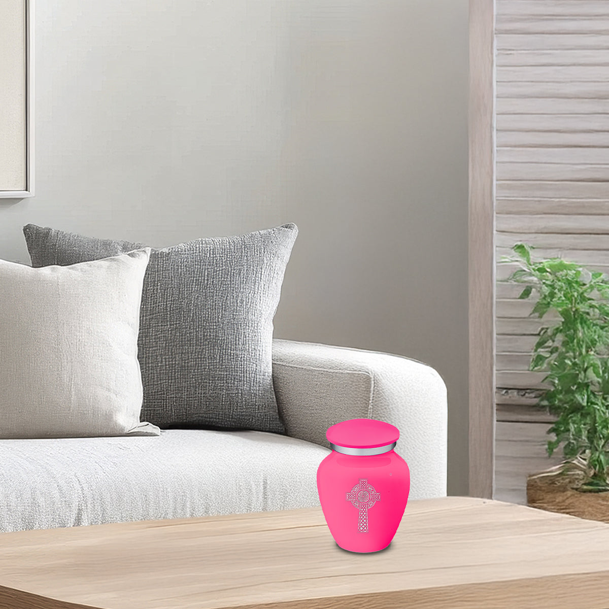 Keepsake Embrace Bright Pink Celtic Cross Cremation Urn