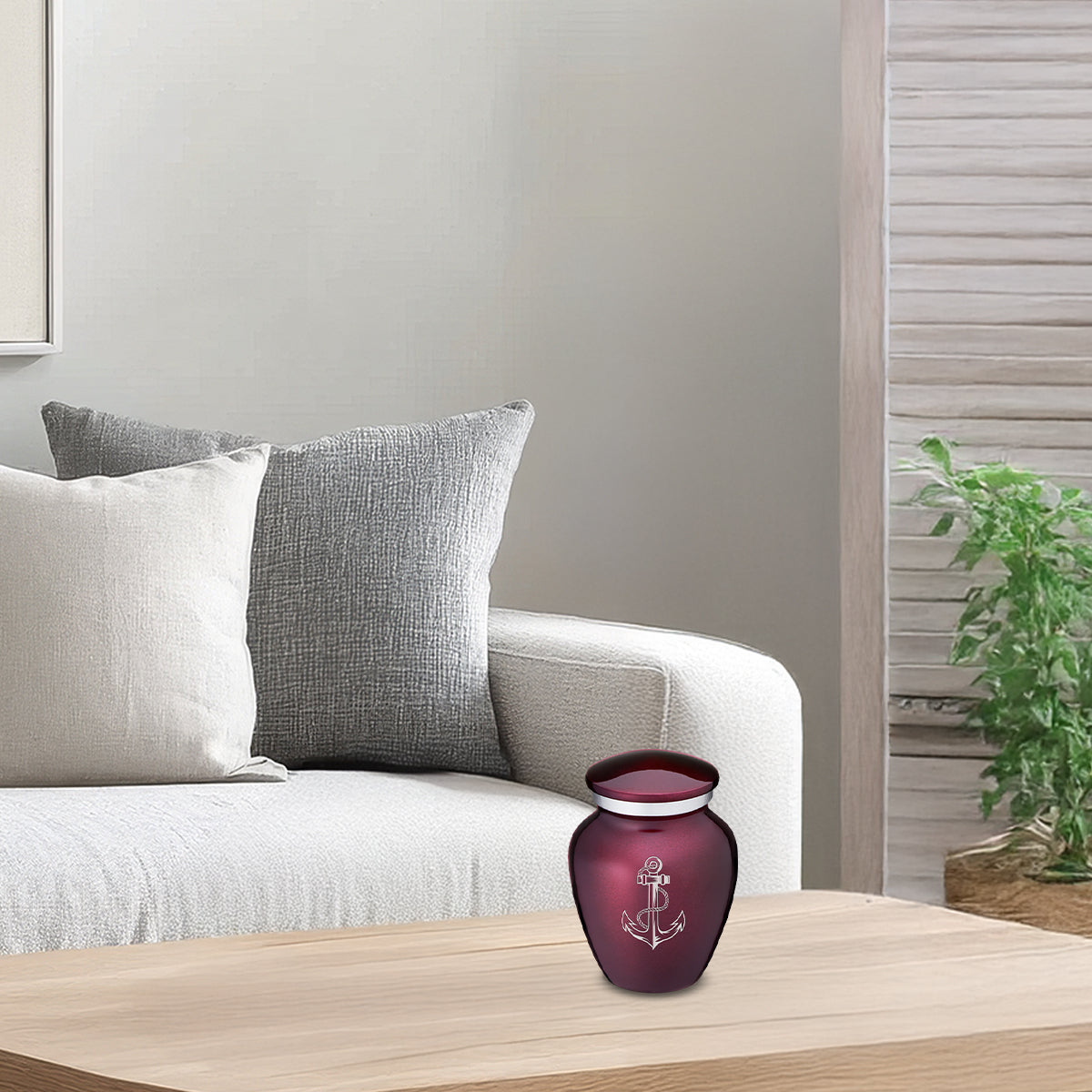 Keepsake Embrace Cherry Purple Anchor Cremation Urn