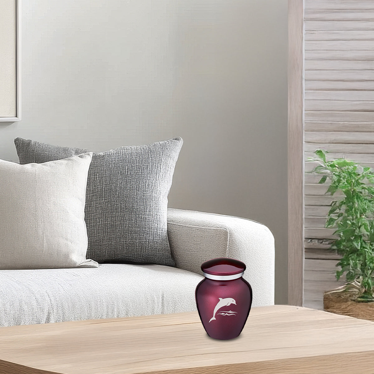 Keepsake Embrace Cherry Purple Dolphin Cremation Urn