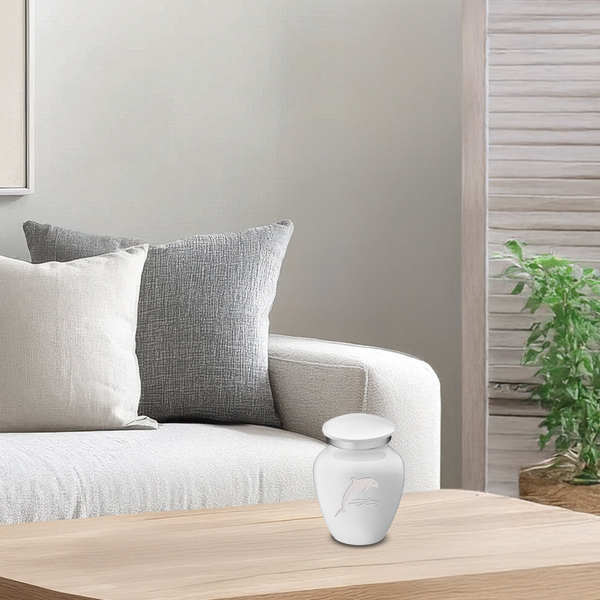 Keepsake Embrace White Dolphin Cremation Urn