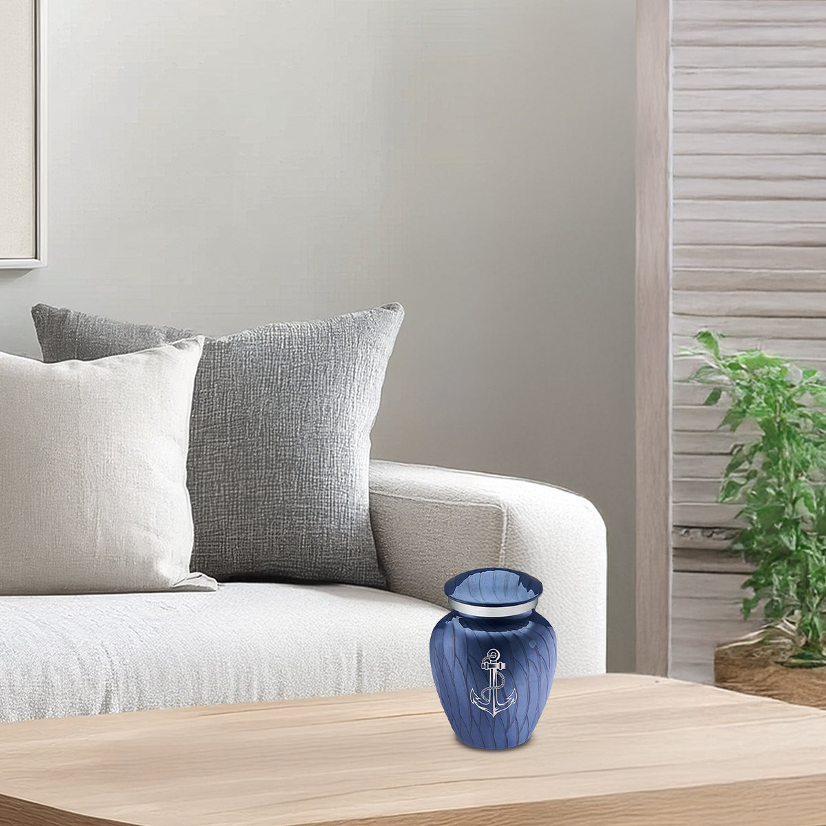 Keepsake Embrace Pearl Cobalt Blue Anchor Cremation Urn