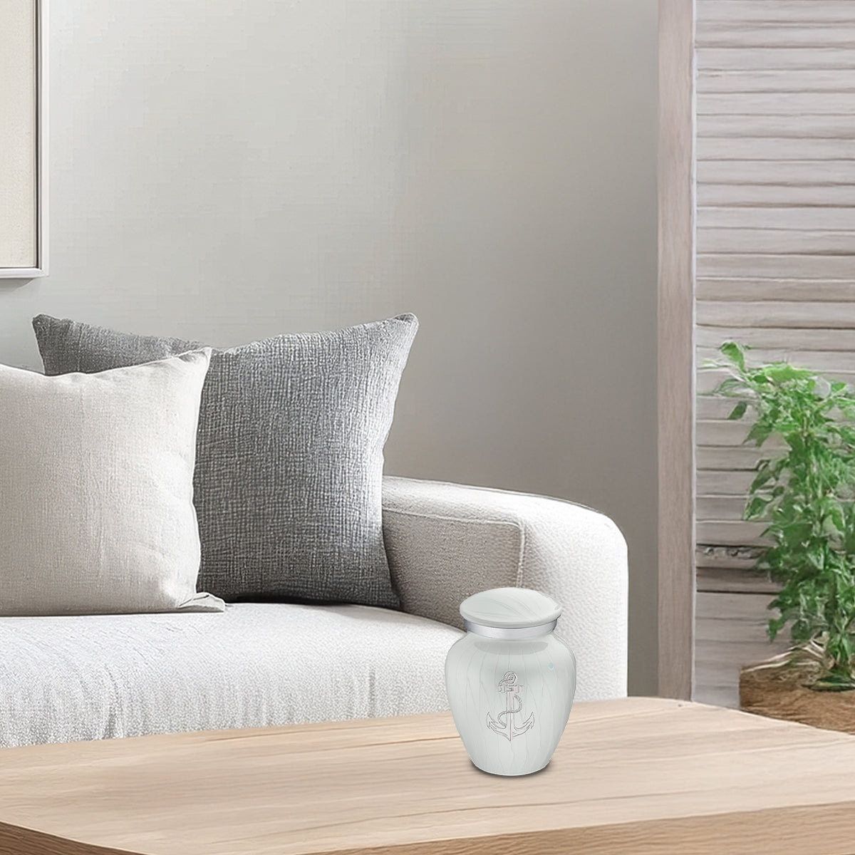 Keepsake Embrace Pearl White Anchor Cremation Urn