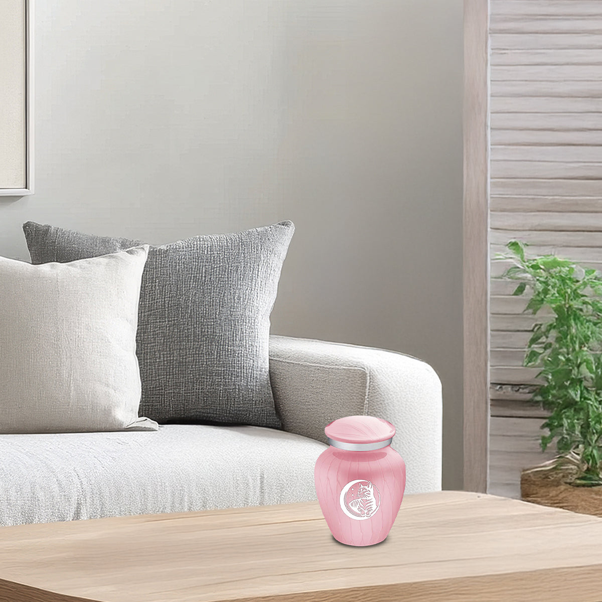 Keepsake Embrace Pearl Light Pink Pet Cute Cat Cremation Urn