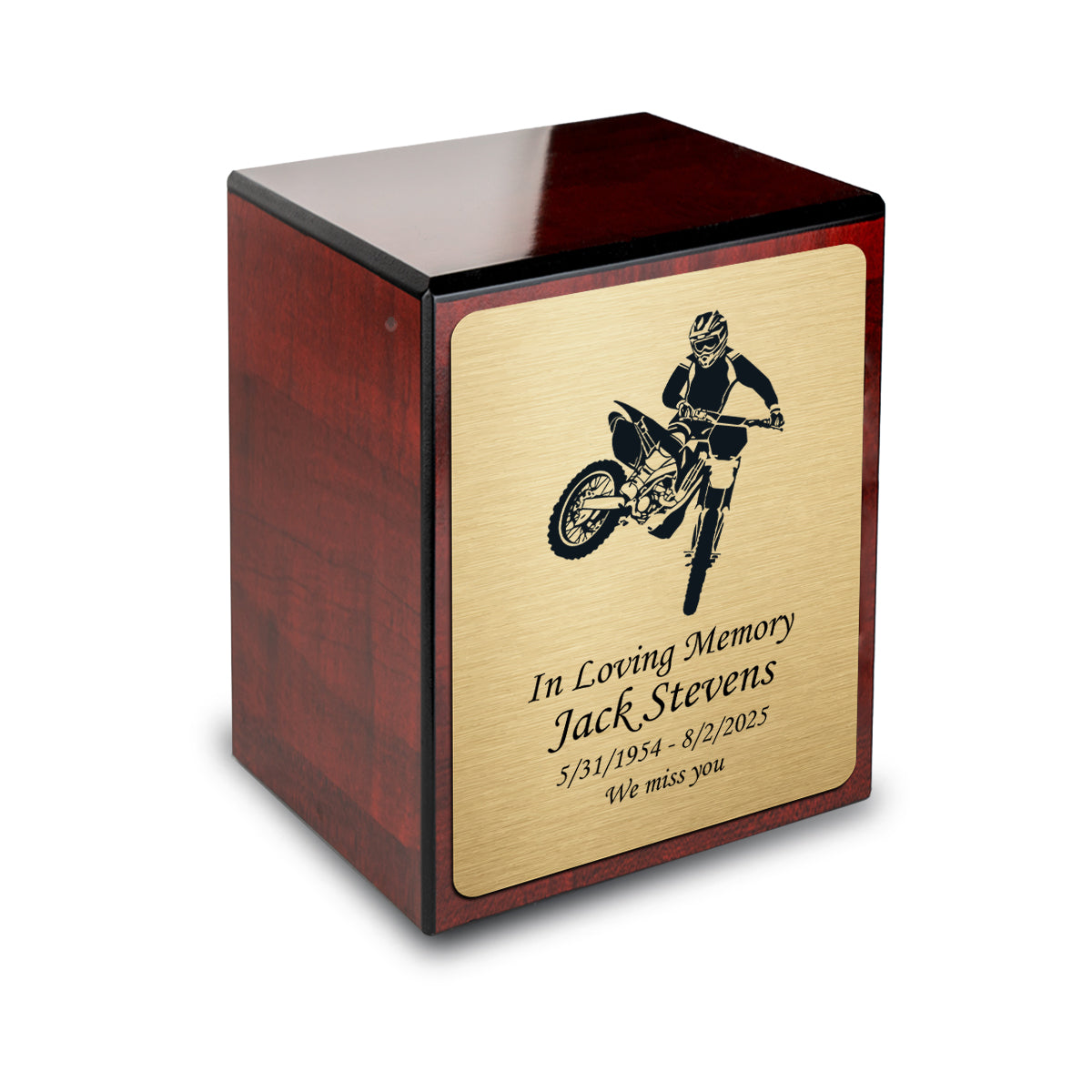 Custom Engraved Heritage Cherry Small Cremation Urn Memorial Box for Ashes