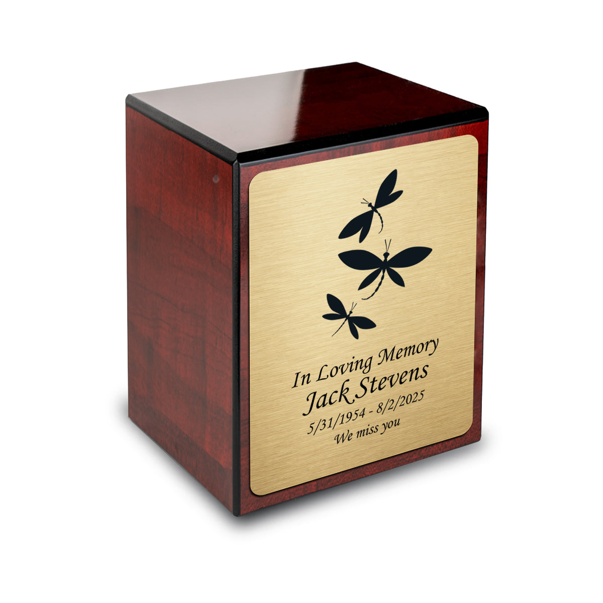Custom Engraved Heritage Cherry Small Cremation Urn Memorial Box for Ashes