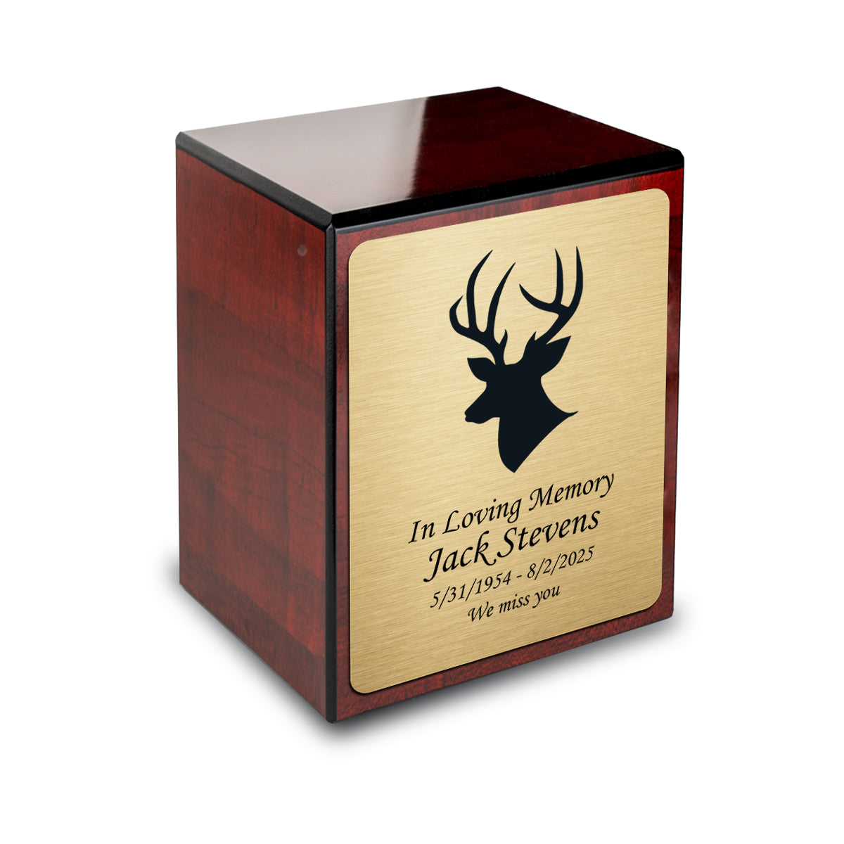 Custom Engraved Heritage Cherry Small Cremation Urn Memorial Box for Ashes