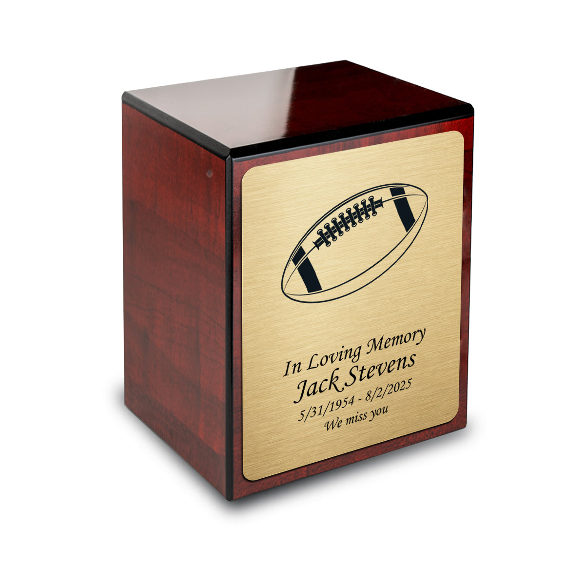 Custom Engraved Heritage Cherry Small Cremation Urn Memorial Box for Ashes