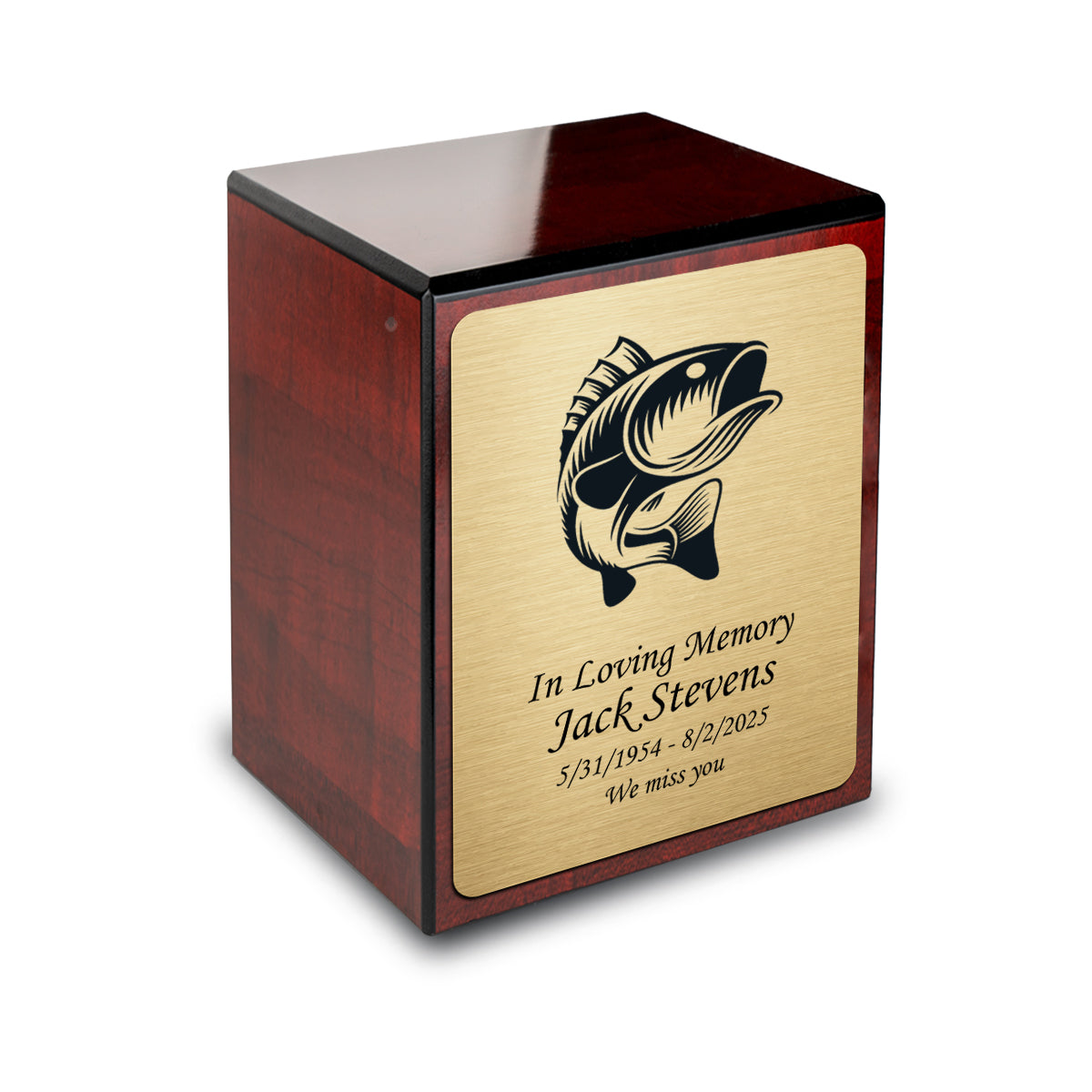 Custom Engraved Heritage Cherry Small Cremation Urn Memorial Box for Ashes