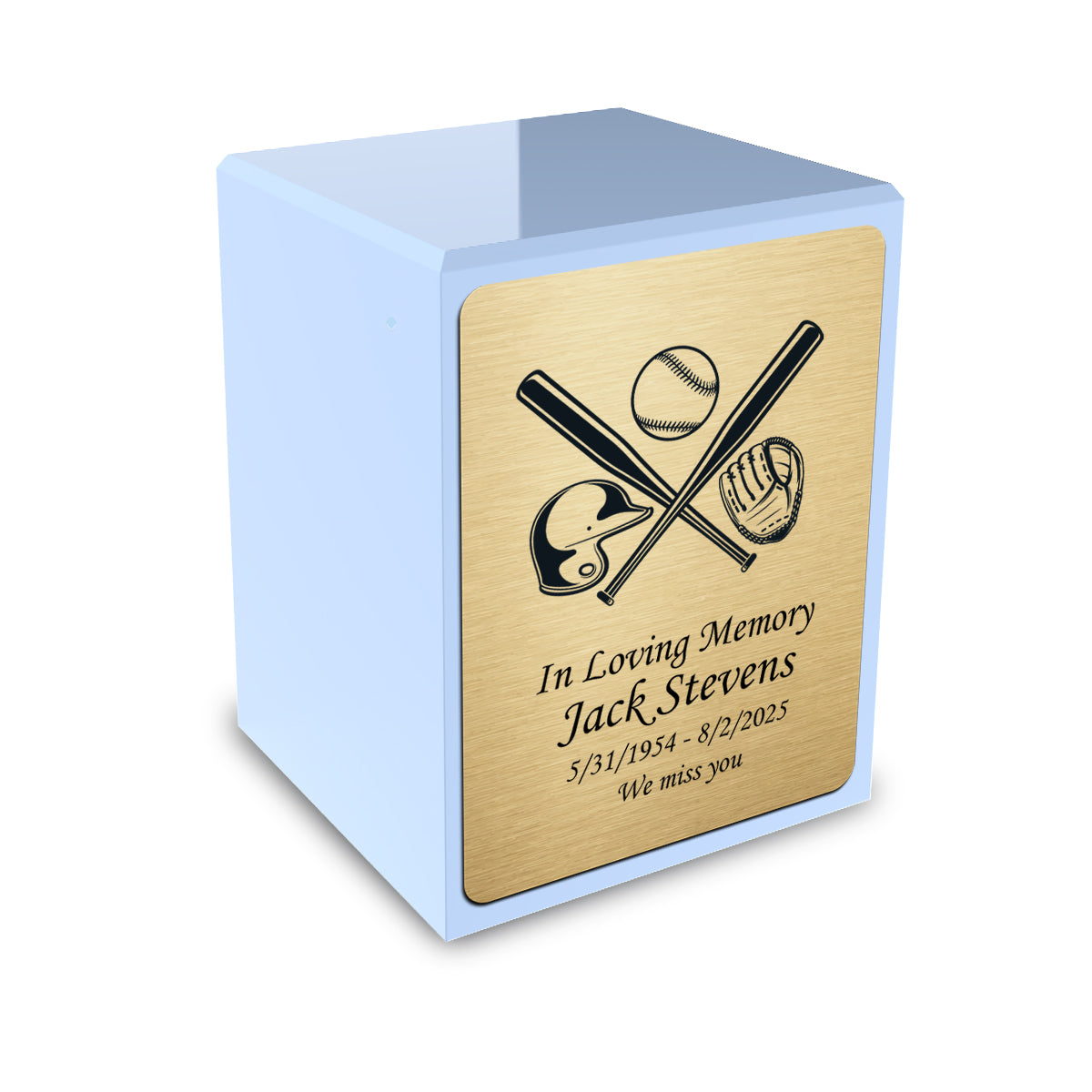 Custom Engraved Heritage Light Blue Small Cremation Urn Memorial Box for Ashes