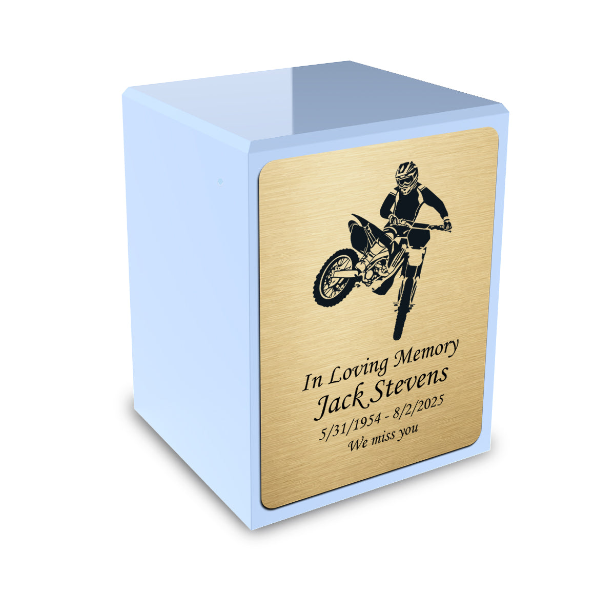 Custom Engraved Heritage Light Blue Small Cremation Urn Memorial Box for Ashes