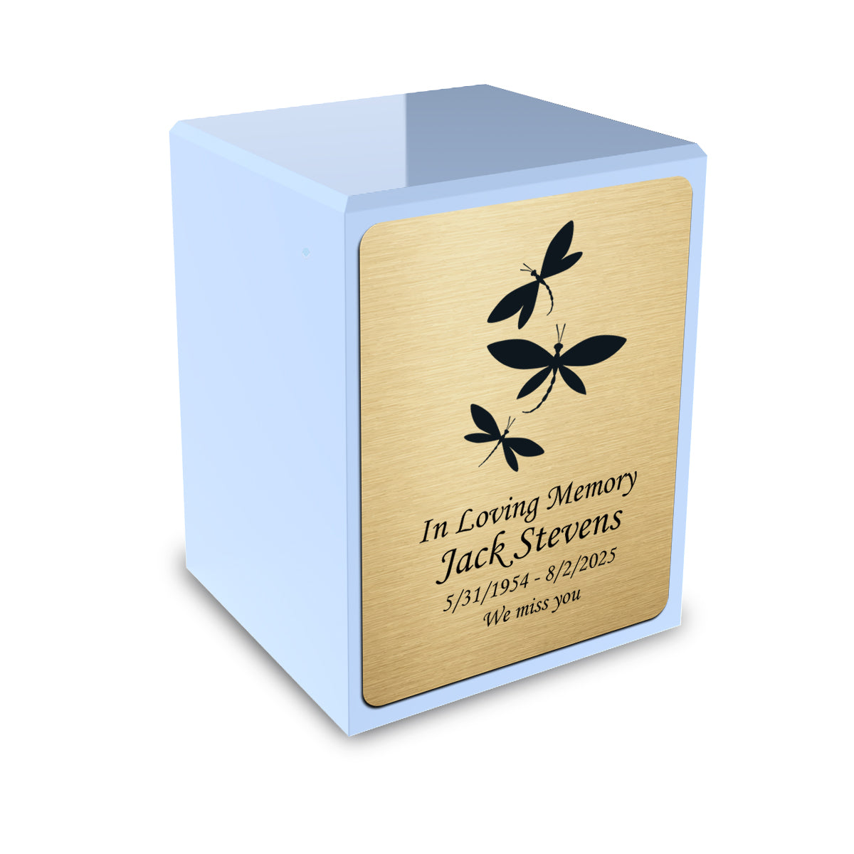Custom Engraved Heritage Light Blue Small Cremation Urn Memorial Box for Ashes