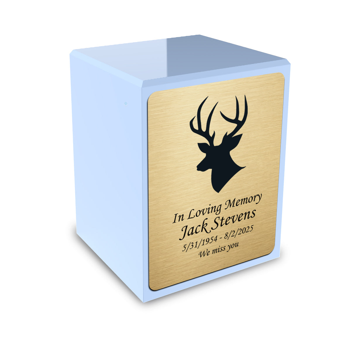 Custom Engraved Heritage Light Blue Small Cremation Urn Memorial Box for Ashes