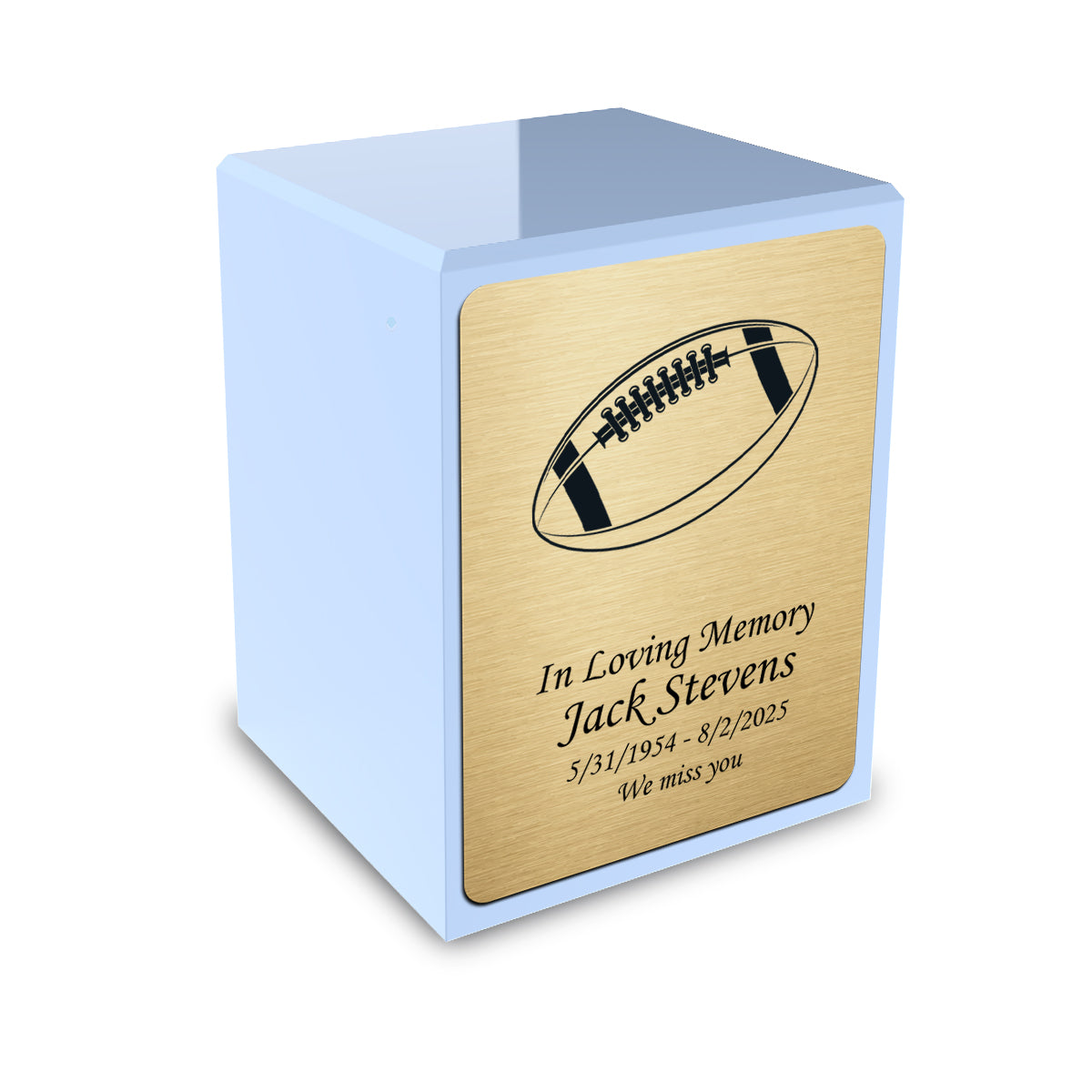 Custom Engraved Heritage Light Blue Small Cremation Urn Memorial Box for Ashes