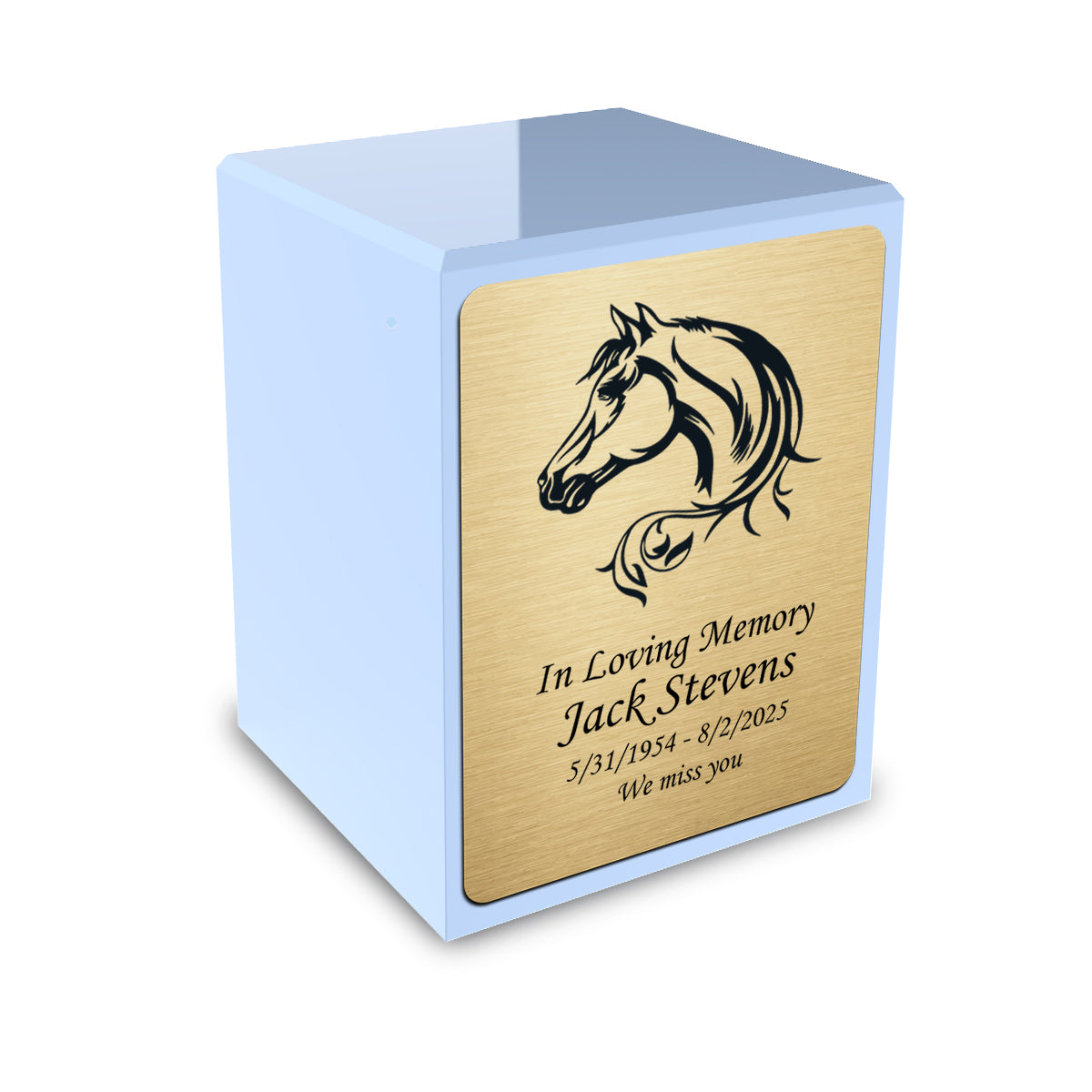 Custom Engraved Heritage Light Blue Small Cremation Urn Memorial Box for Ashes