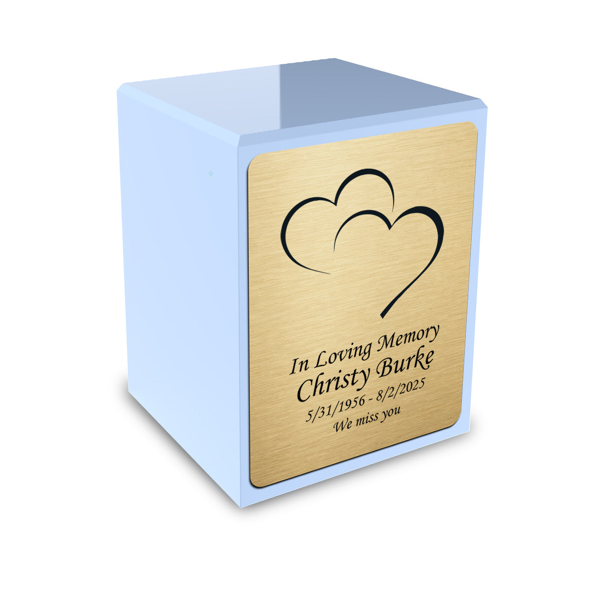 Custom Engraved Heritage Light Blue Small Cremation Urn Memorial Box for Ashes