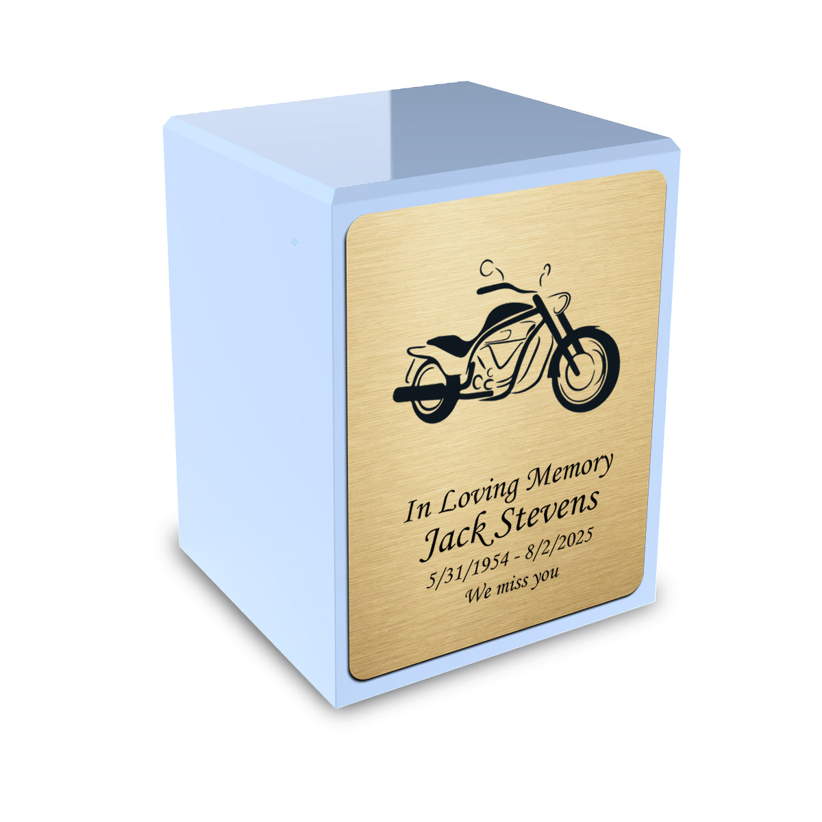 Custom Engraved Heritage Light Blue Small Cremation Urn Memorial Box for Ashes