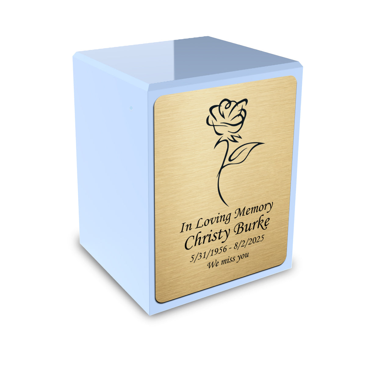 Custom Engraved Heritage Light Blue Small Cremation Urn Memorial Box for Ashes