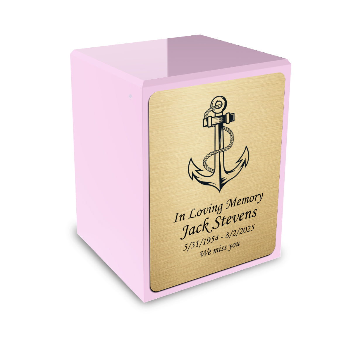 Custom Engraved Heritage Light Pink Small Cremation Urn Memorial Box for Ashes