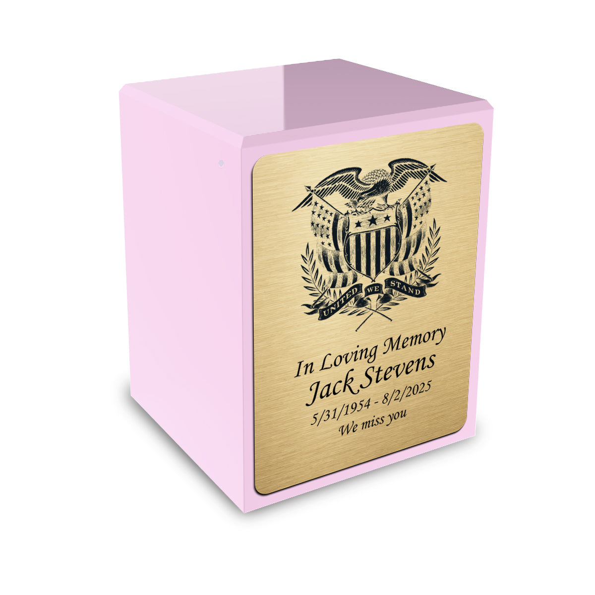 Custom Engraved Heritage Light Pink Small Cremation Urn Memorial Box for Ashes