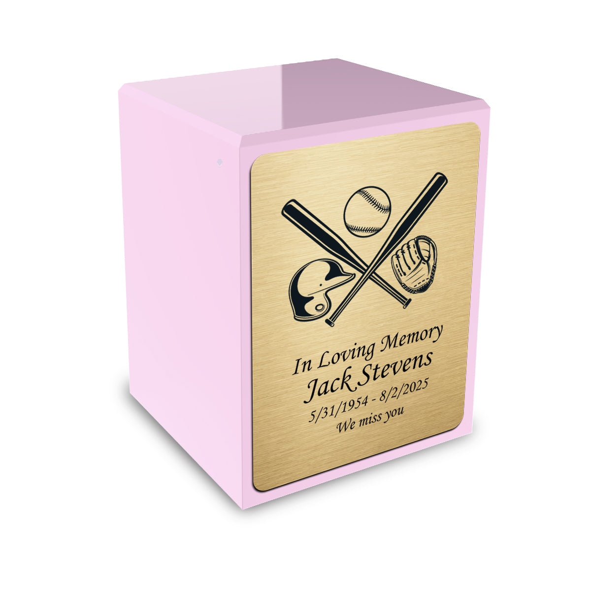 Custom Engraved Heritage Light Pink Small Cremation Urn Memorial Box for Ashes