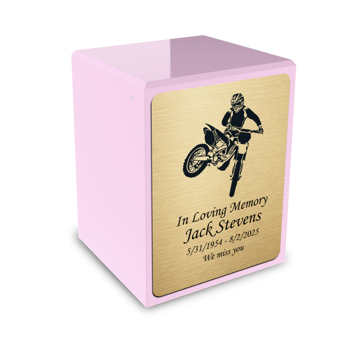 Custom Engraved Heritage Light Pink Small Cremation Urn Memorial Box for Ashes