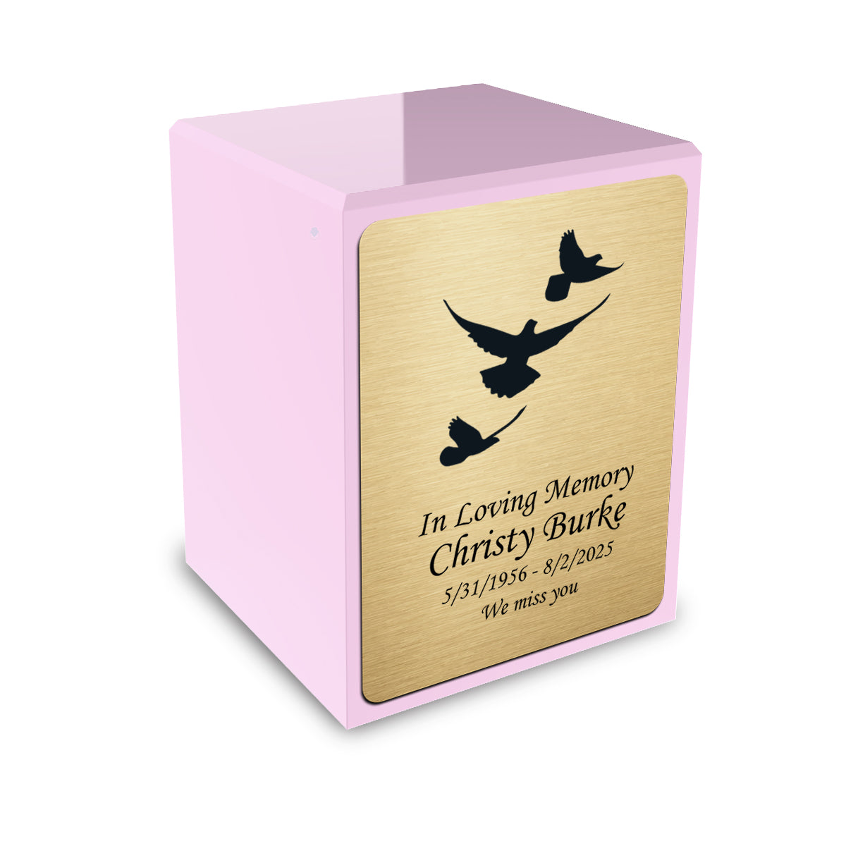 Custom Engraved Heritage Light Pink Small Cremation Urn Memorial Box for Ashes