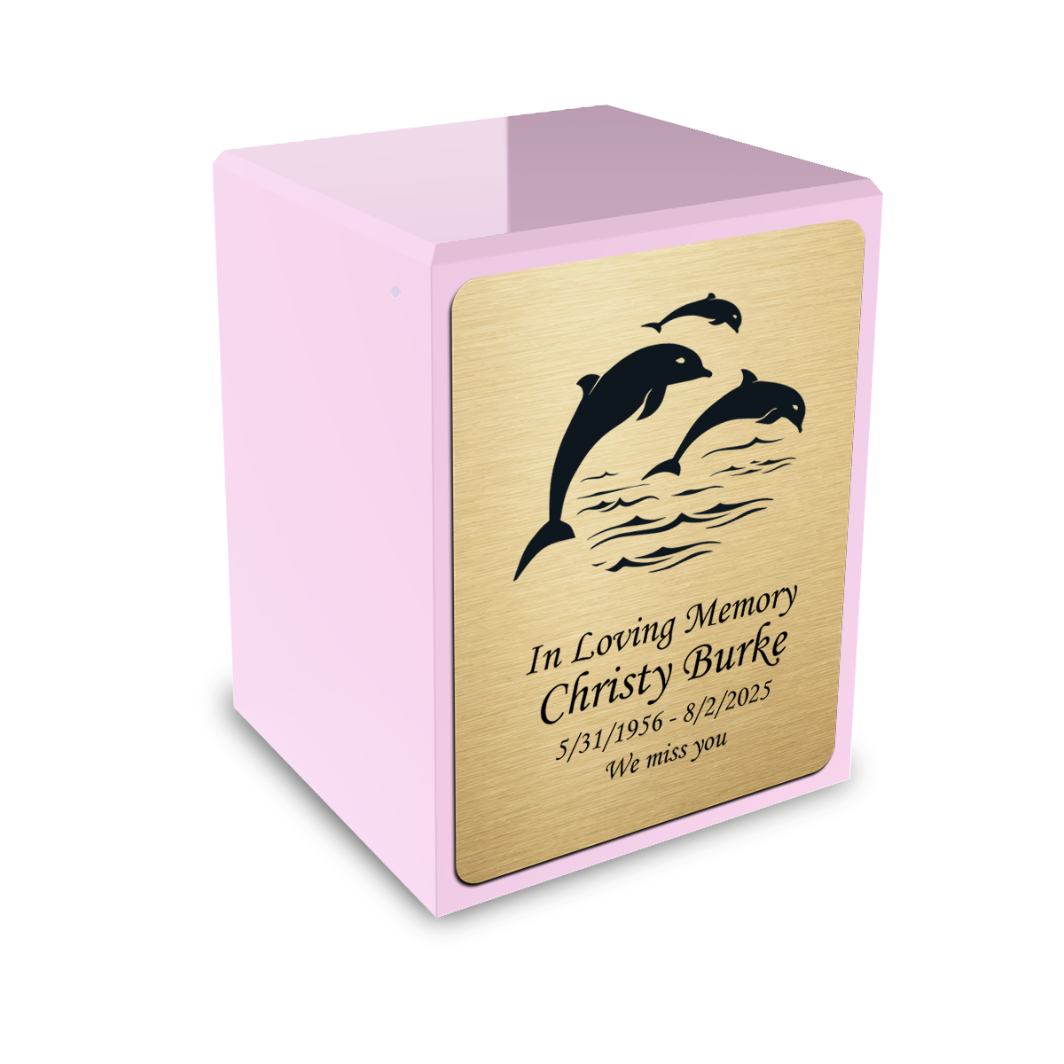 Custom Engraved Heritage Light Pink Small Cremation Urn Memorial Box for Ashes