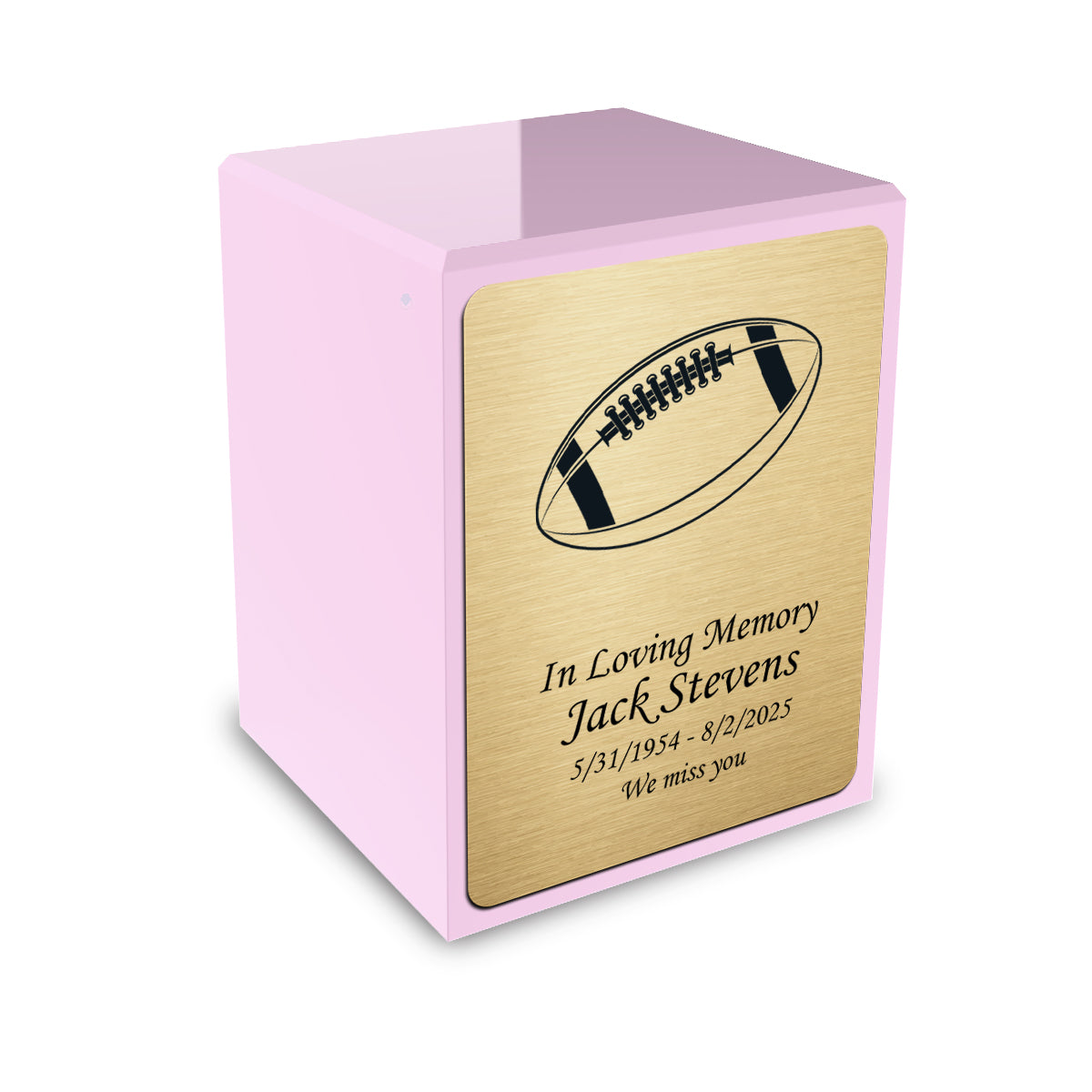 Custom Engraved Heritage Light Pink Small Cremation Urn Memorial Box for Ashes