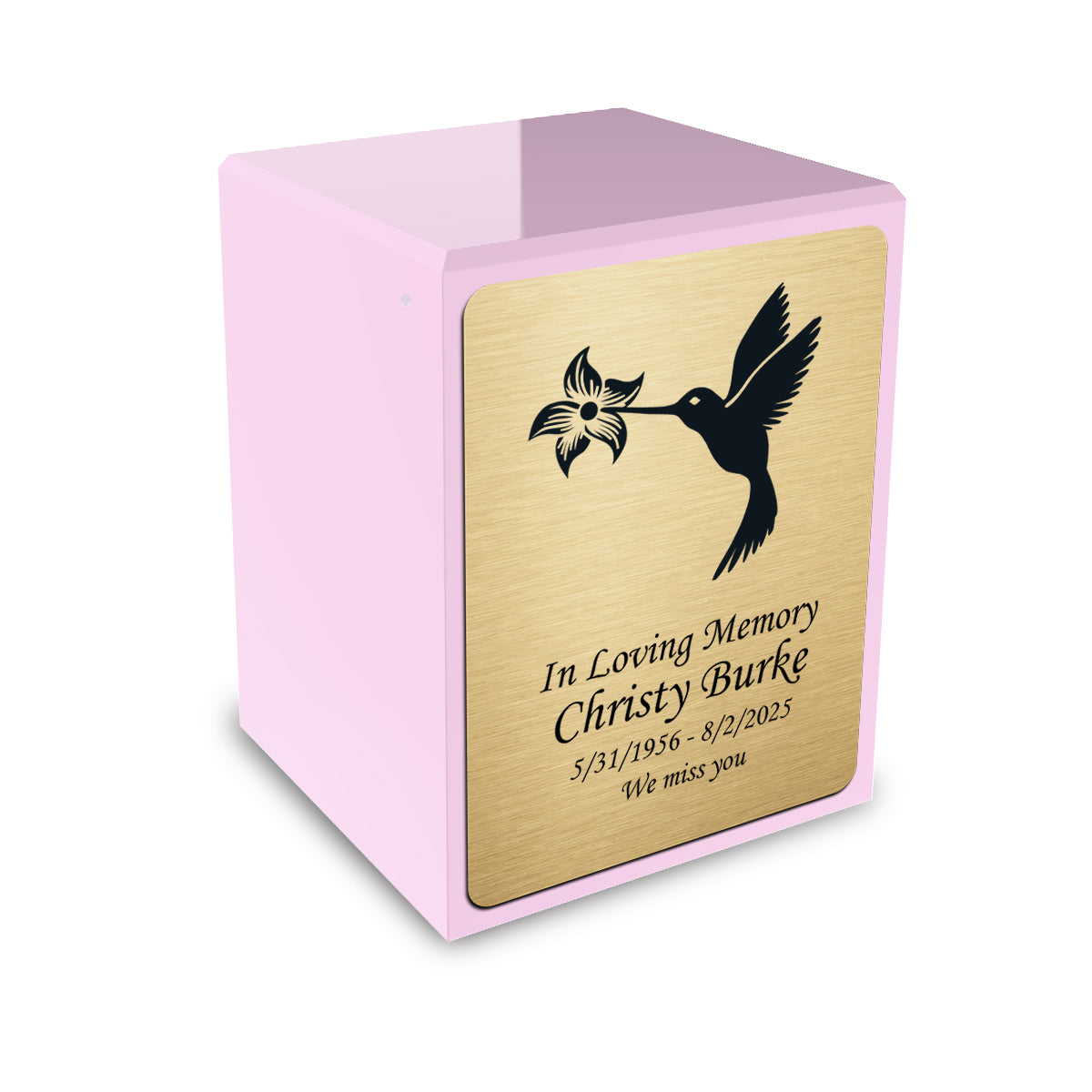 Custom Engraved Heritage Light Pink Small Cremation Urn Memorial Box for Ashes