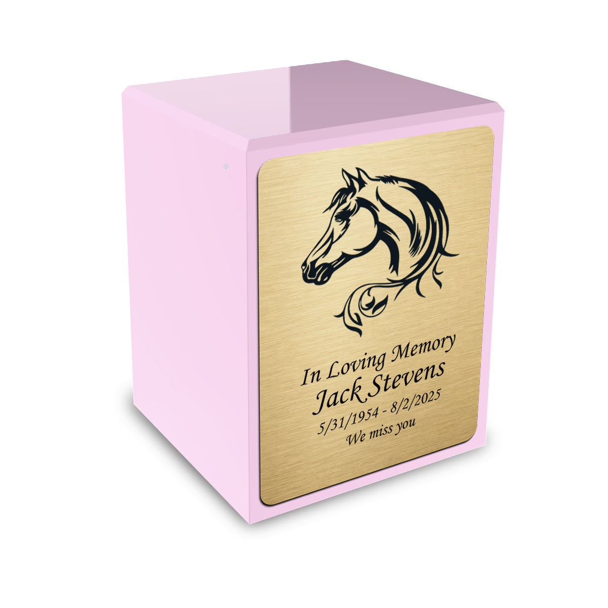 Custom Engraved Heritage Light Pink Small Cremation Urn Memorial Box for Ashes