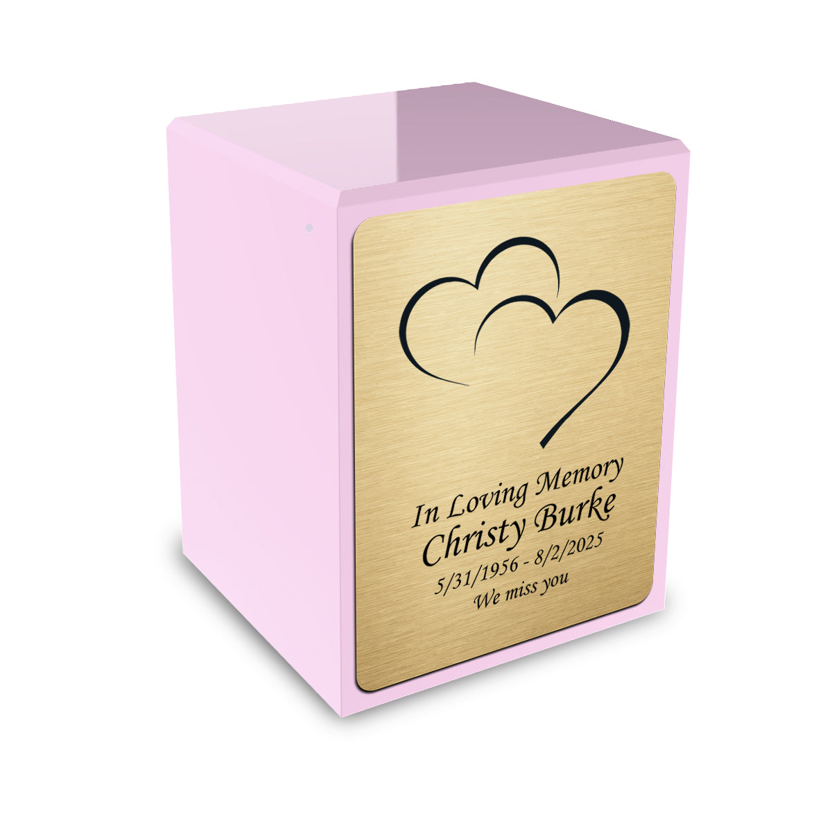 Custom Engraved Heritage Light Pink Small Cremation Urn Memorial Box for Ashes
