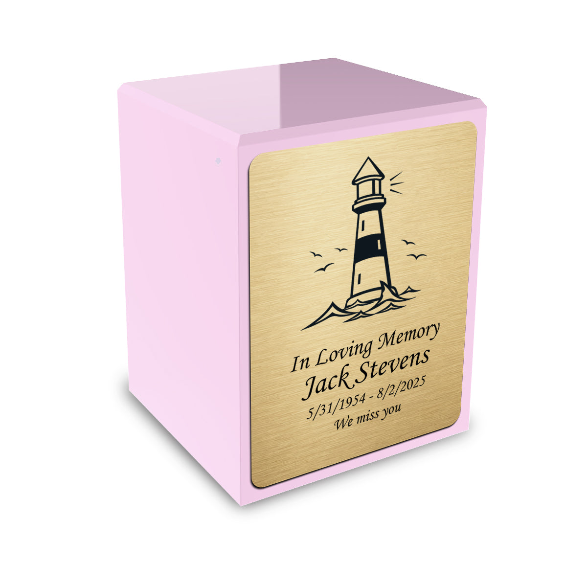 Custom Engraved Heritage Light Pink Small Cremation Urn Memorial Box for Ashes