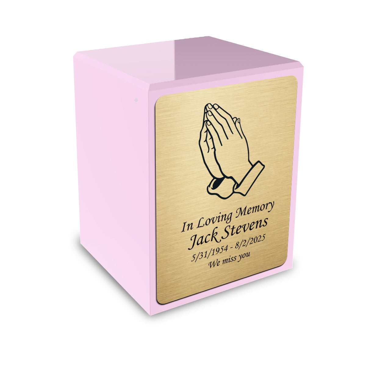 Custom Engraved Heritage Light Pink Small Cremation Urn Memorial Box for Ashes