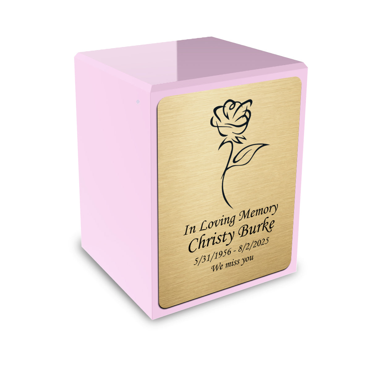 Custom Engraved Heritage Light Pink Small Cremation Urn Memorial Box for Ashes
