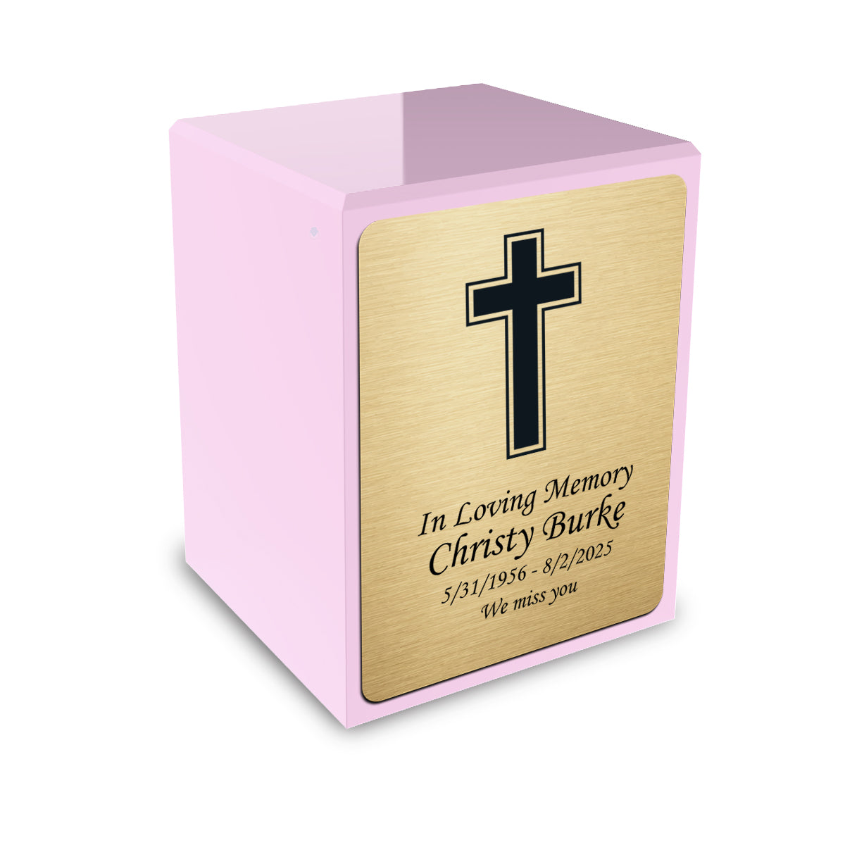 Custom Engraved Heritage Light Pink Small Cremation Urn Memorial Box for Ashes