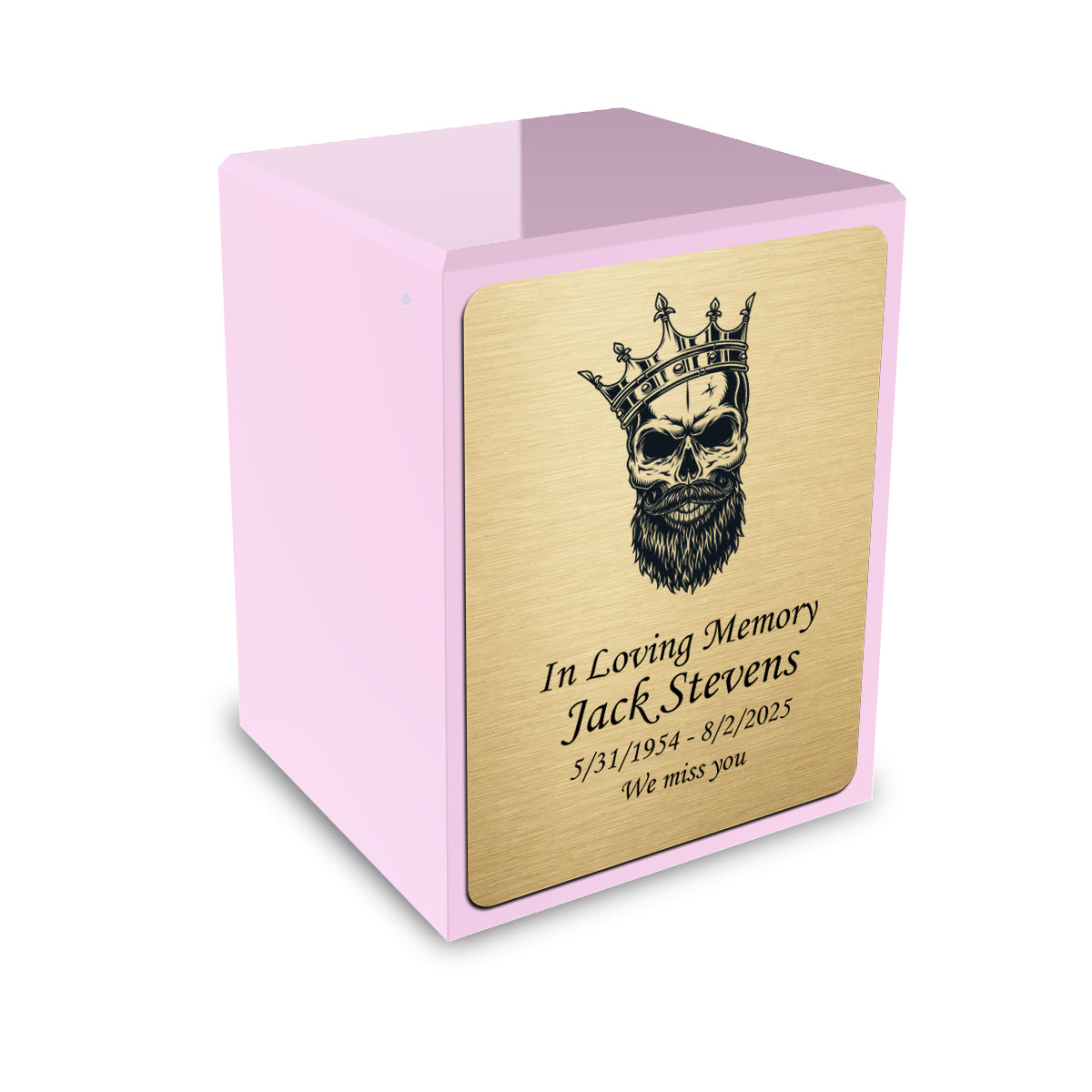 Custom Engraved Heritage Light Pink Small Cremation Urn Memorial Box for Ashes