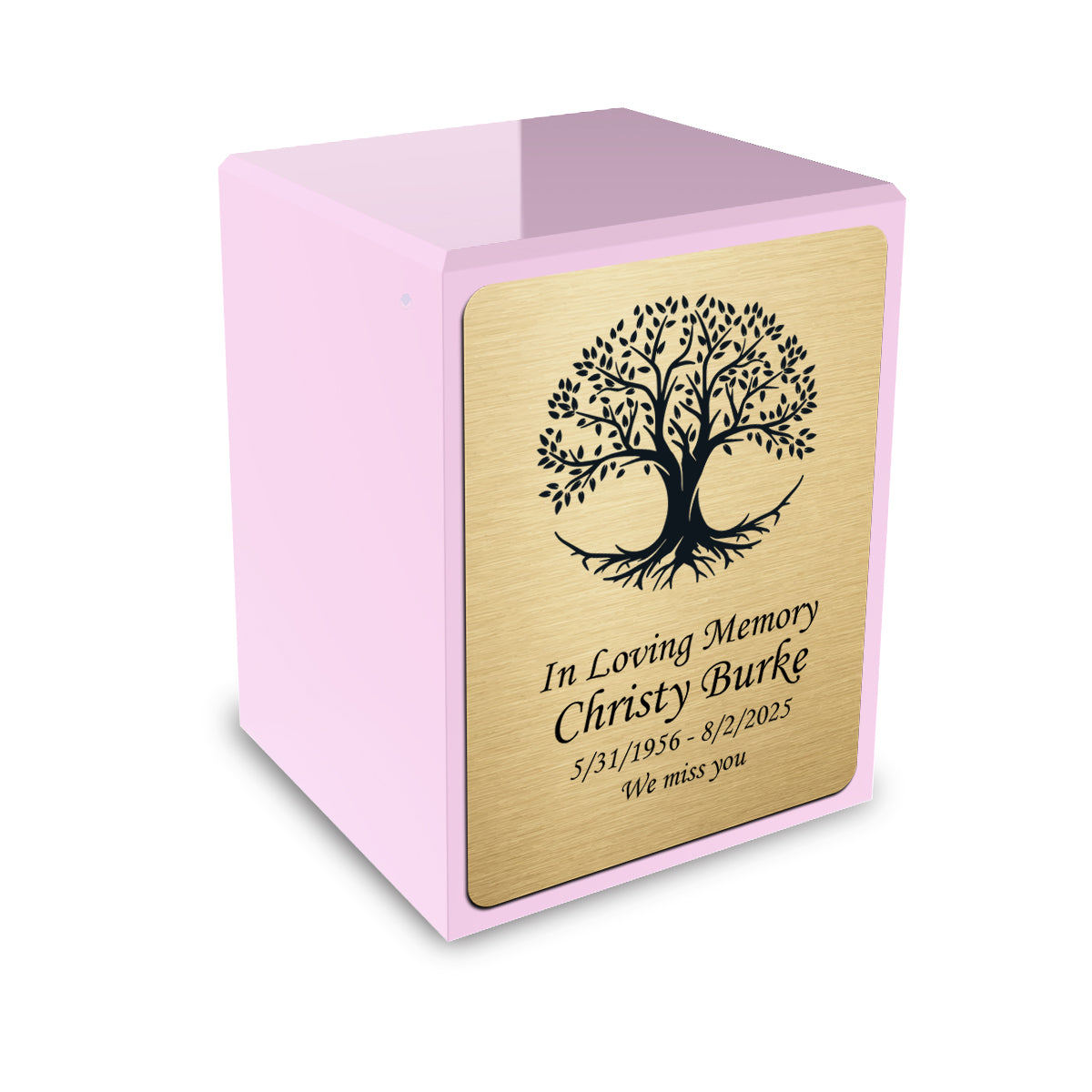 Custom Engraved Heritage Light Pink Small Cremation Urn Memorial Box for Ashes
