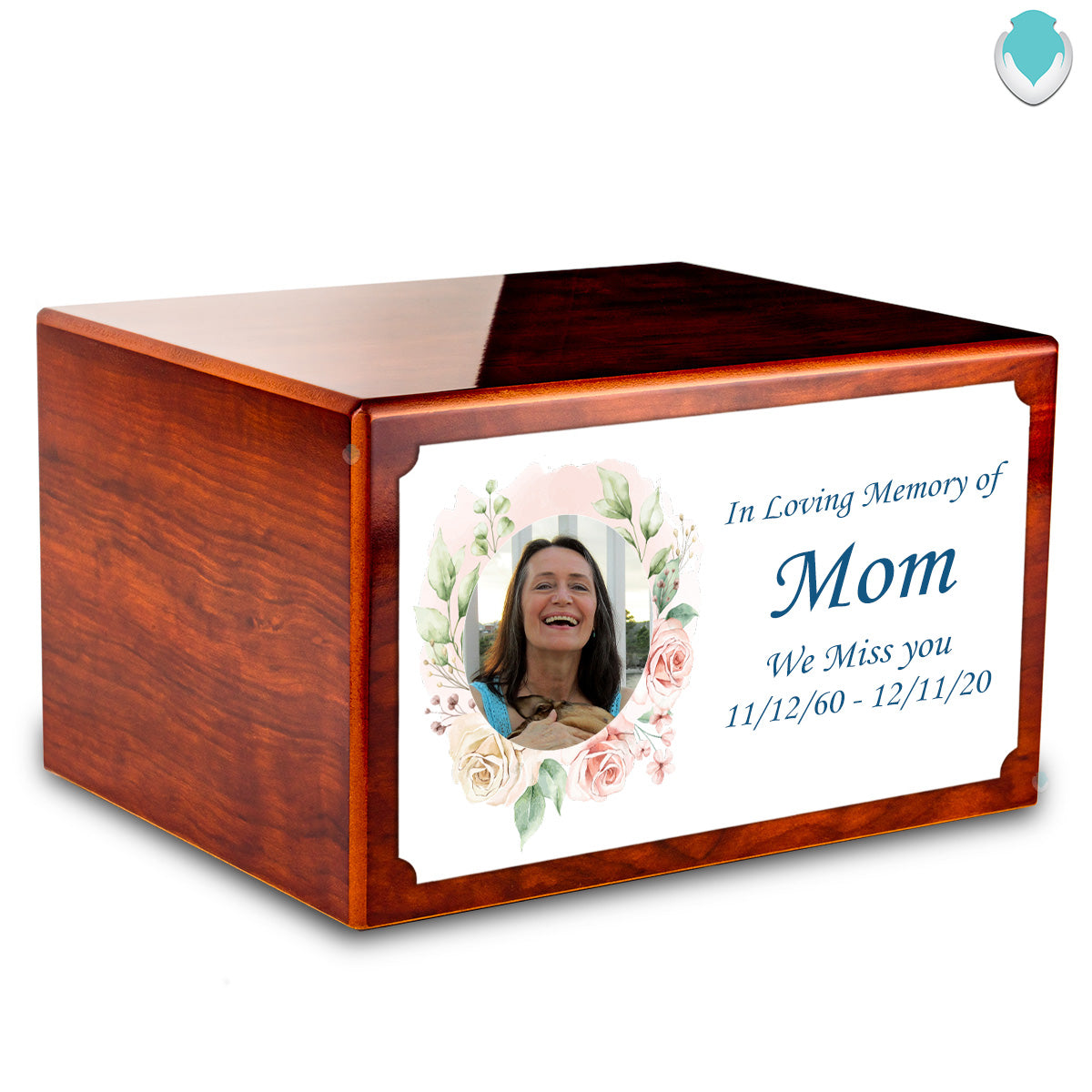 Custom Printed Heritage Rosewood Photo Frame Wood Box Cremation Urn