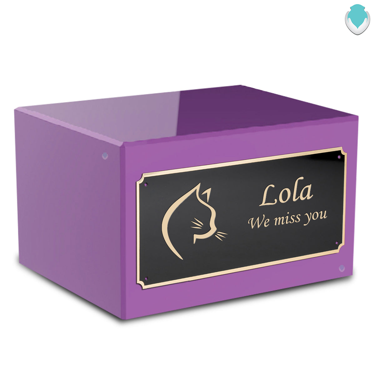 Heritage Purple Cat Large Pet Cremation Box Urn